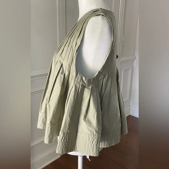 Mare Mare x Anthropologie Pleated Structured Swing Tank Top Moss Size Medium - Picture 4 of 6